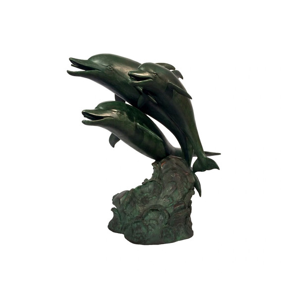 Three Dolphin Spouting Water Feature Statue Fountain Piped Seaside